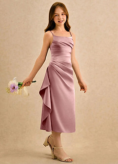 Azazie Canna Flower Girl Klänningar Klä A-Line i Stretch Satin Plisserad image3