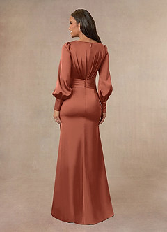 Azazie Petrina Mère de la mariée Robes Robe Sirène en Satin extensible Plissé Argile image3