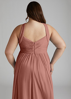 Azazie Hillian Bridesmaid Dresses Cedar Rose A-Line Halter Pleated Mesh Dress image9