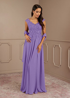 Azazie Amethyst Mother of the Bride Dresses Tahiti A-Line V-Neck Sequins Chiffon Dress image1