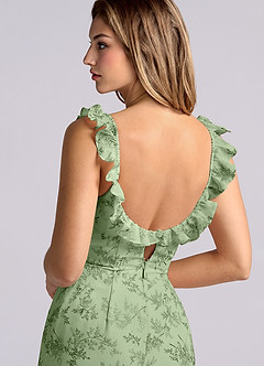 Azazie Callie Bridesmaid Dresses Green Fern Floral Mermaid Side Slit Chiffon Convertible Dress image2