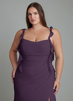 Azazie Jessamine Bridesmaid Dresses Plum Mermaid Corset Chiffon Dress image14