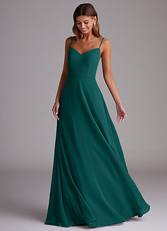 Azazie Marley Bridesmaid Dresses Peacock A-Line Off the Shoulder Chiffon Convertible Dress image5