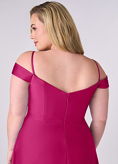 Barbie ♥ Azazie Bridesmaid Dresses Barbie Pink A-Line Off the Shoulder Stretch Satin Convertible Dress image10
