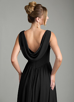 Azazie Novi Bridesmaid Dresses Black A-Line Pleated Chiffon Dress image2