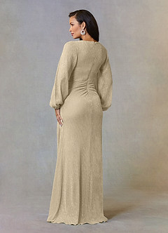 Upstudio Sterling laatste Uitverkoop A-Lijn Jurk van Metalen gaas Ruches Champagne image3