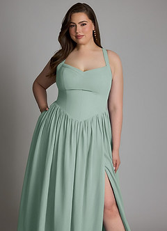 Azazie Francis At-home Try On Dresses Agave A-Line Corset Chiffon Dress image13