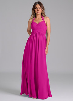 Azazie Darlyn Bridesmaid Dresses Fuchsia A-Line Pleated Chiffon Dress image5