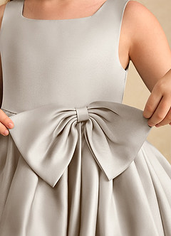 Azazie Jessie Flower Girl Dresses Frost A-Line Bow Matte Satin Dress image7