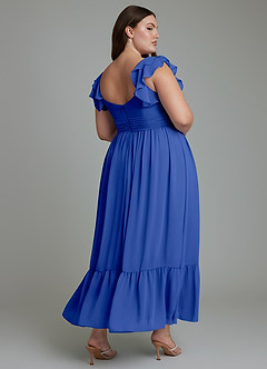 Azazie Anaya Robes de demoiselle d'honneur Robe Trapèze en Mousseline de soie Décolleté en cœur Bleu Roi image11