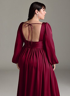 Azazie Norah Brautjungfernkleider A-Linie Stretch-Satin Kleid Burgunderrot image13