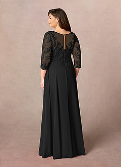 Azazie Noella Mother of the Bride Dresses Black A-Line V-Neck Lace Chiffon Dress image12