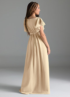 Azazie Daphne Junior Champagne A-Line Pleated Chiffon Dress image5