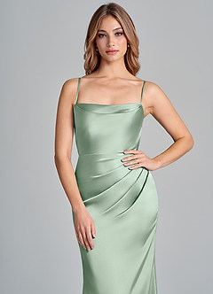 Azazie Olea Brudtärnklänningar Klä av Sjöjungfru i Stretch Satin Axelbandslös Agave Konvertibel image2