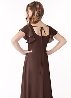 Azazie Bondi Junior Ganache A-Line Bow Chiffon Dress image3