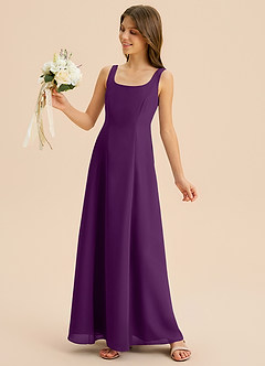 Azazie Lambie Junior Grape A-Line Pleated Chiffon Dress image7