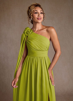 Azazie Lancaster Mère de la mariée Robes Robe Trapèze en Mousseline de soie Une épaule Citronnelle image6