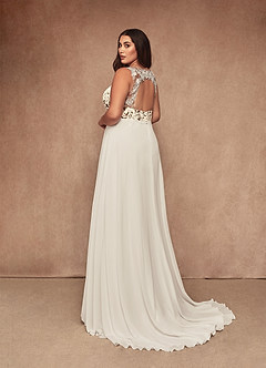 Azazie Trixie Hochzeitskleider A-Linie Pailletten Chiffon Kleid Diamantweiß Kakao image12