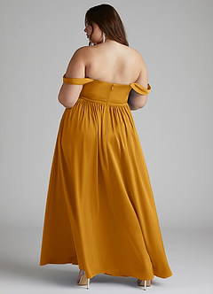 Azazie Morana Bridesmaid Dresses Butterscotch A-Line Off the Shoulder Stretch Satin Convertible Dress image14