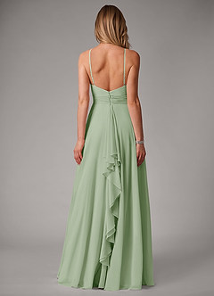 Azazie Amalia Bridesmaid Dresses Dusty Sage A-Line Pleated Chiffon Dress image6