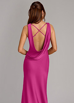 Azazie Cheryl Jurken voor bruidsmeisjes Jurk van Stretch Satijn met Zeemeermin Fuchsia image2
