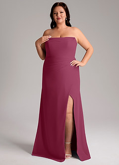 Azazie Leonis Bridesmaid Dresses Mulberry Sheath Strapless Chiffon Convertible Dress image12