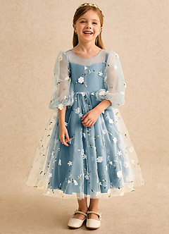 Azazie Elowen vestidos de niña de las flores Vestido Bermudas de Encaje de Línea A con Escote corazón image5