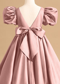Azazie Jellybean Blumenmädchenkleider Ballkleid Gestreift Matte Satin Kleid Roségold image5