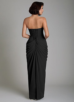 Azazie Nyra Bridesmaid Dresses Black Sheath Corset Chiffon Dress image2