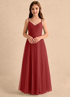 Azazie Poppy Girls Formal Sukienki dla dziewczynek sypiących kwiaty Litera A Plisowana Tiul Do podłogi Sukienka image4