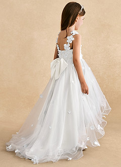 Azazie Celia Flower Girl Dresses Ivory A-Line Lace Tulle Dress image5
