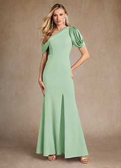 Azazie Paris vestidos de madre de la novia Vestido de Salvia Polvorienta de Crepé elástico de Sirena con Plisado image4