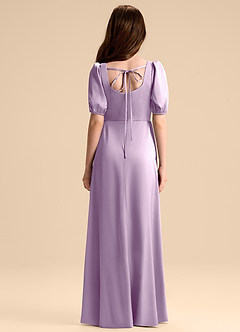 Azazie Briar Junior Vestido de Lila Esmerilada de Satén Elástico de Corte en A con Lazo image2