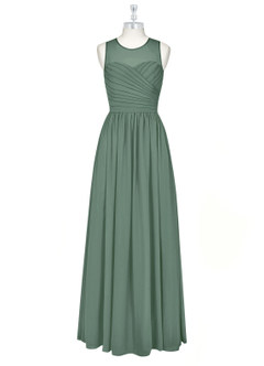 Azazie Nina Bridesmaid Dresses Eucalyptus A-Line Pleated Chiffon Dress image6