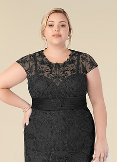 Azazie Jamila Mother of the Bride Dresses Black Mermaid Lace Dress image11