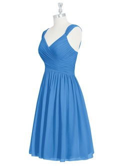Azazie Angie Bridesmaid Dresses Blue Jay A-Line Corset Chiffon Dress image9