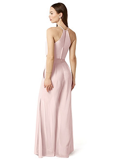 Azazie Kenzi Bridesmaid Dresses Blushing Pink Pleated Chiffon Jumpsuit image4
