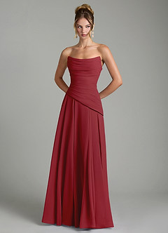 Azazie Gabriela Brautjungfernkleider A-Linie Korsett Chiffon Kleid Granatapfelrot image7