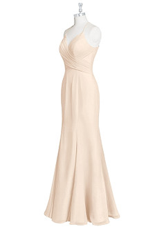 Azazie Carolina Final Sale White Alabaster Mermaid Ruched Chiffon Dress image8