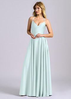 Azazie Truce Bridesmaid Dresses Sea Glass A-Line Stretch Satin Dress image4
