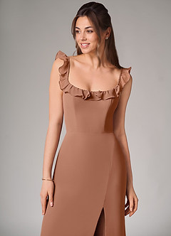 Azazie Callie Bridesmaid Dresses Bronzer Mermaid Side Slit Chiffon Convertible Dress image6