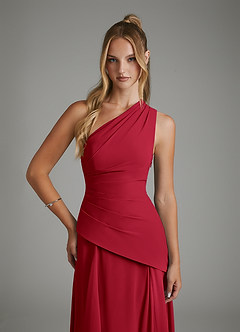 Azazie Holly Bridesmaid Dresses Scarlet A-Line Corset Chiffon Dress image6