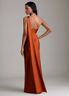 Azazie Galinda Brudtärnklänningar Klä av Sjöjungfru i Stretch Satin Ena axeln Paprika image6