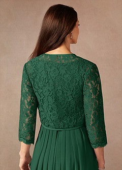 Azazie Ainsling vestidos de madre de la novia Vestido de Verde Oscuro de Gasa de Corte En A con Encaje Cuello Cuadrado image9