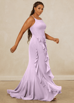Christian Siriano Bridal for Azazie 1006 Bridesmaid Dresses Frosted Lilac Mermaid Ruched Chiffon Dress image13