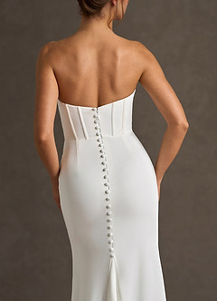 Azazie Grace Wedding Dresses Diamond White Mermaid Off the Shoulder Crepe Back Satin Dress image9