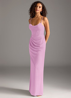 Azazie Mai Final Sale Agave Sheath Pleated Mesh Dress image1