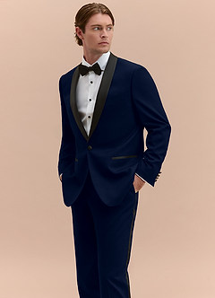 front Winston Marineblauw Smokingjas met sjaalkraag