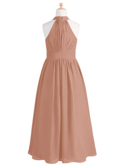 Azazie Iman Junior Champagne Rose A-Line Pleated Chiffon Dress image7