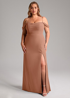Azazie Saige Bridesmaid Dresses Bronzer A-Line Off the Shoulder Chiffon Convertible Dress image14